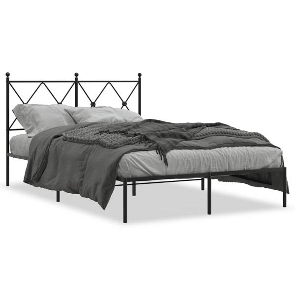 vidaXL Bettgestell mit Kopfteil Metall Schwarz 120x200 cm, 376500