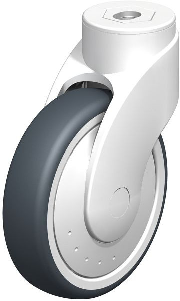 Blickle LWK-TPA 126K-11-FK Kunststoff-Lenkrolle WAVE mit Rückenloch, Thermoplastisches Gummi-Elastomer, Grau, 739809