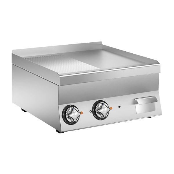 Mareno M1-600 Elektrische Grillplatte mit halb glatter/geriffelter Edelstahlplatte, 60cm, 161.070