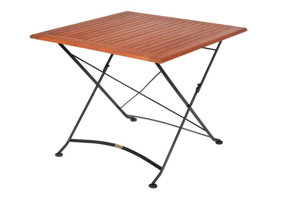Merxx Schlossgarten Klapptisch, 90 x 90 cm, Flachstahl mit FSC Eukalyptusbelattung, 24255-217