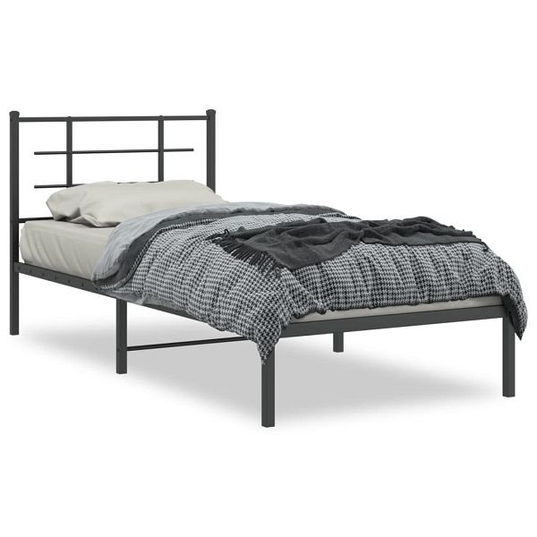 vidaXL Bettgestell mit Kopfteil Metall Schwarz 90x190 cm, 355553