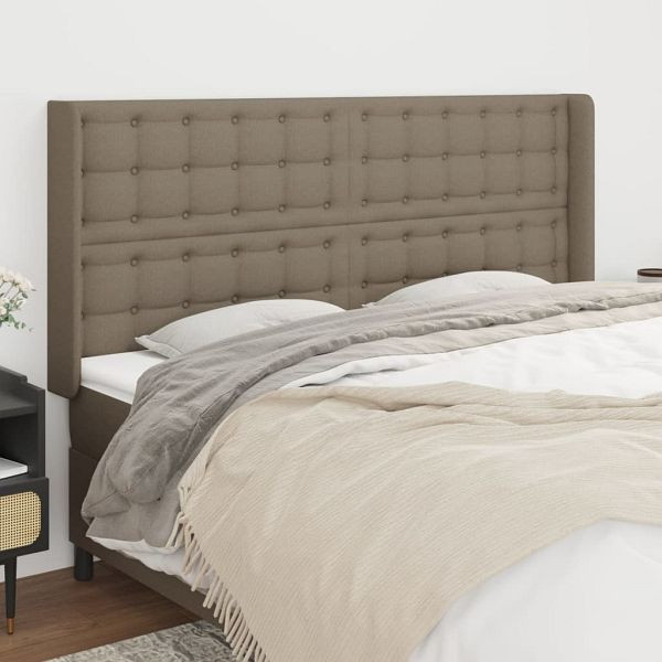 vidaXL Kopfteil mit Ohren Taupe 203x16x118/128 cm Stoff, 3120040