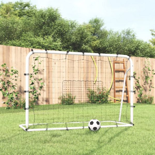 vidaXL Fußball-Rebounder Weiß & Schwarz 184x61x123 cm Stahl & PE, 93735