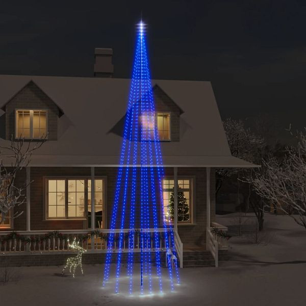 vidaXL LED-Weihnachtsbaum für Fahnenmast Blau 1134 LEDs 800 cm, 343532
