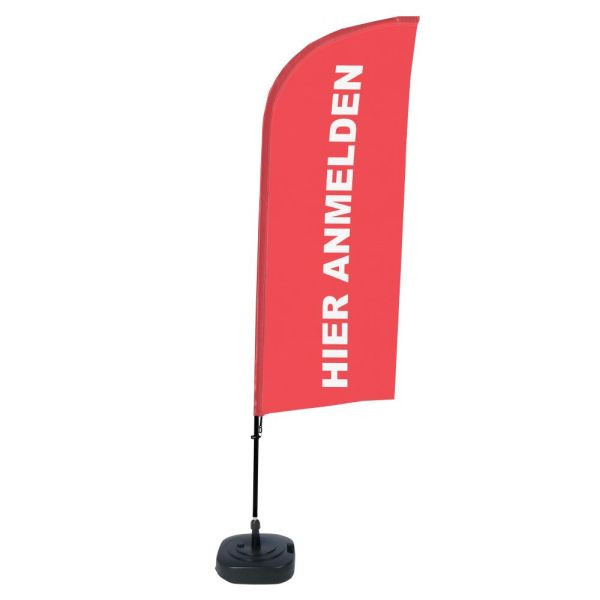 Showdown Displays Beachflag Alu Wind Komplett-Set Hier Anmelden Rot Deutsch, BFAW310-WT21-I118