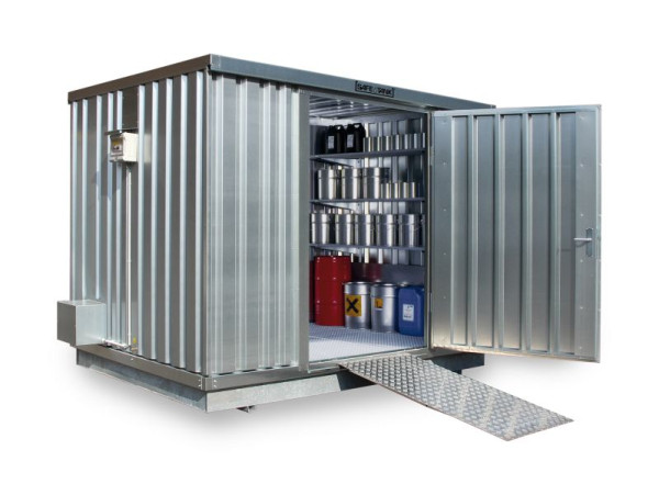 SÄBU SAFE Tank 1000, (Außenaufstellung), verzinkt, montiert ALG, 3.050 x 2.170 x 2.350 mm, Einflügeltür auf der 3 m Seite, F119610101