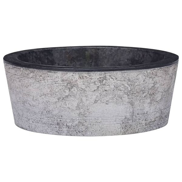 vidaXL Waschbecken Schwarz Ø40x15 cm Marmor, Material: Marmor, 149178