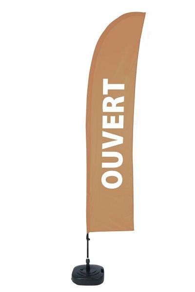 Showdown Displays Beach Flag Budget Wind Komplettset Geöffnet Braun Französisch ECO, BFBL-WT21-17-I491ECO