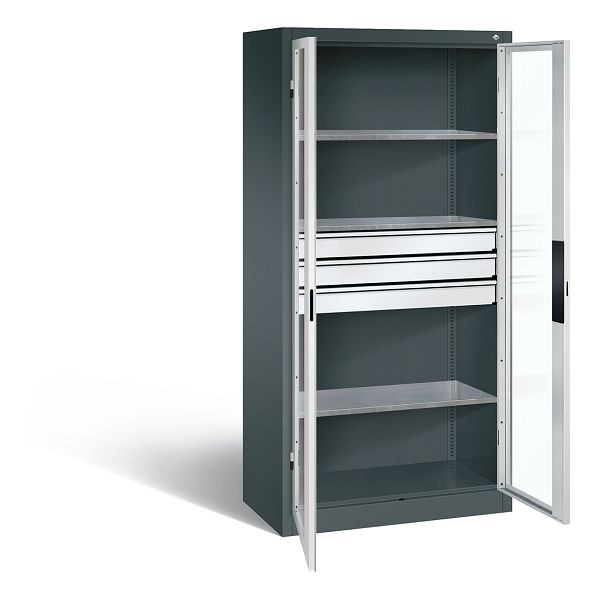 C+P Werkzeugschrank Acurado, H1950xB930xT500mm, Farbe: Anthrazitgrau / Lichtgrau, Muldengriff, 8921-55302 S10012
