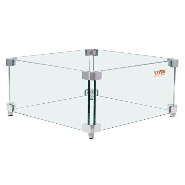 VEVOR Windschutz für Gas-Feuerstelle für quadratischen Feuertisch, 380 x 380 x 180 mm, 8 mm dick, HKFFZGHBLZFX8PISWV0