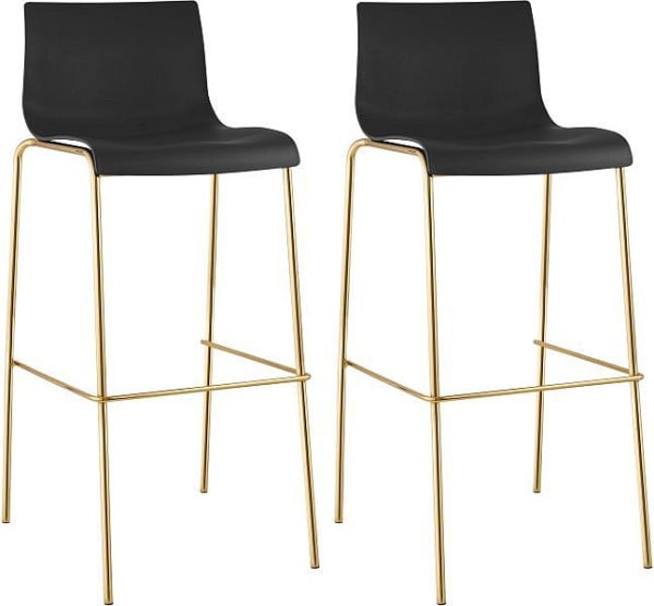 CLP Barhocker Hoover Kunststoff 4-Fuß Gold, schwarz, VE: 2 Stück, 327599