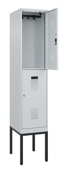 C+P Doppelstock-Spind Evolo PLUS, Gestell, 2 Fächer, 2120x400x500mm, 7035/7035, Zylinderschloss, 0493307-12 S10040