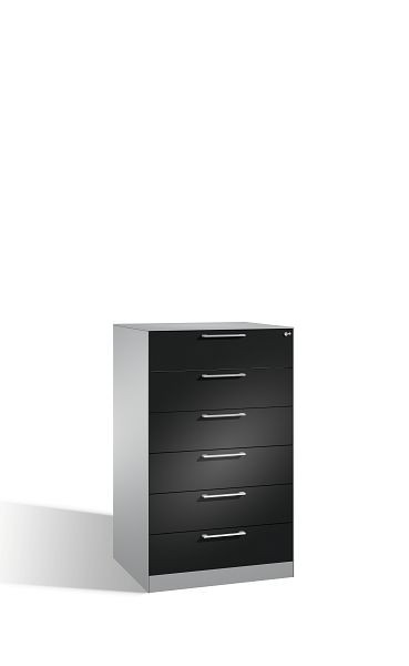 C+P Karteischrank Asisto, H1310xB800xT600mm, Farbe: Weißaluminium / Schwarzgrau, Bügelgriff, 146223-623 S10204