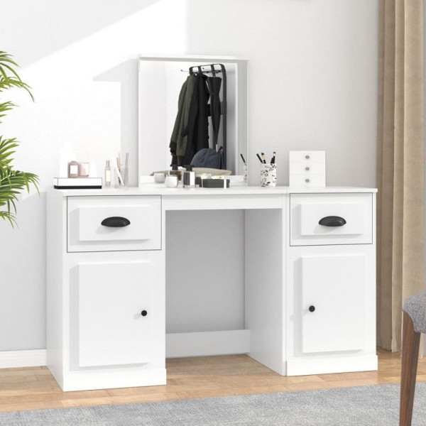 vidaXL Schminktisch mit Spiegel Weiß 130x50x132,5 cm, 3185335