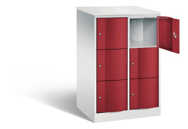 C+P XL-Schließfachschrank Resisto, H1255xB772xT640mm, Farbe: Lichtgrau / Rubinrot, 8573-273 S10123
