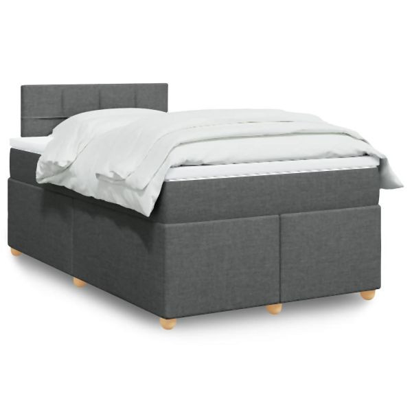 vidaXL Boxspringbett mit Matratze Dunkelgrau 120x200 cm Stoff, 3288948