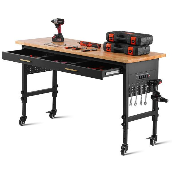 VEVOR Werkbank Werktisch Arbeitstisch, max. 680kg 1524x608x1060mm, LDSGZTSM60240Y0TDV2
