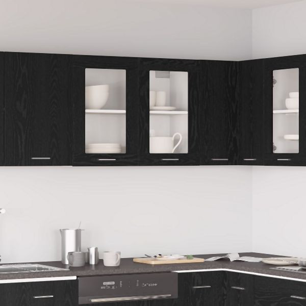 vidaXL Schwarzer Eichenhängeschrank 80x31x60 cm aus Holzwerkstoff, 863147