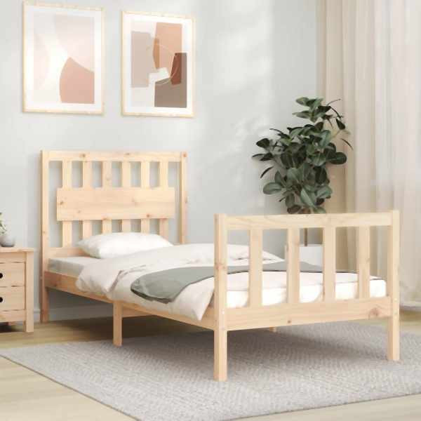 vidaXL Massivholzbett mit Kopfteil 90x200 cm, 3192411, 8720845975814