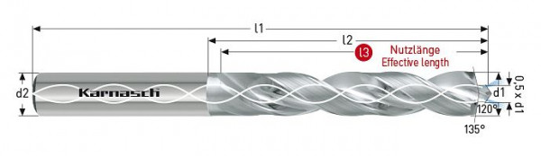 Karnasch VHM-Bohrer ROBO CFK/ALU mit IK d= 9,54/L3= 49 HAK geläppt, 2902500954049