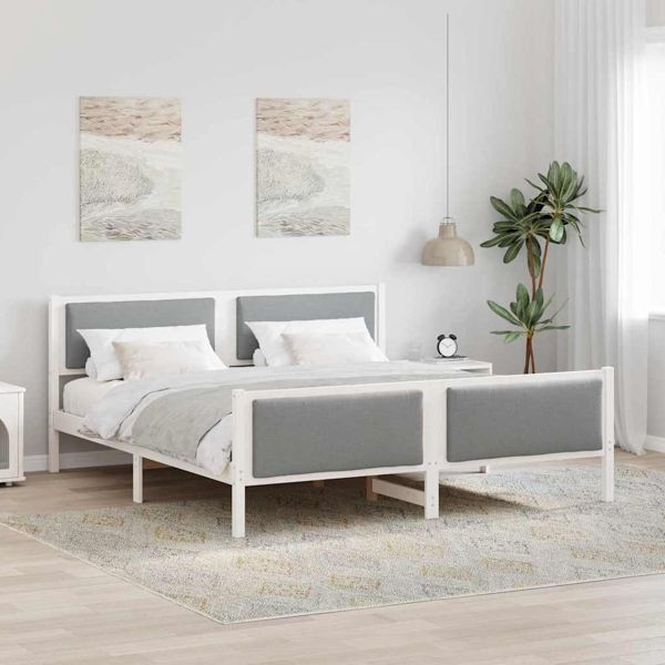 vidaXL Bettgestell mit Kopfteil Hellgrau 180 x 200 cm Stoff, 3394252