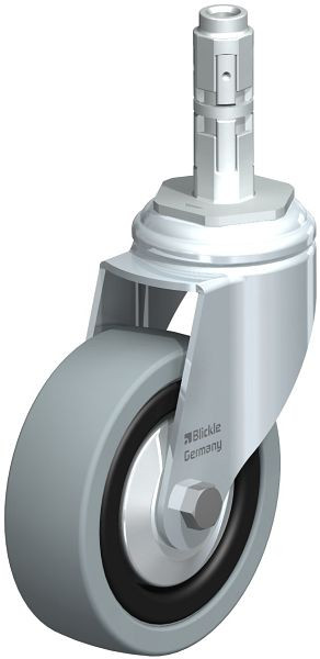 Blickle LKRA-VPA 101K-11-FA-E12 Apparate-Lenkrolle mit Expander, Vollgummi, Grau, 312777