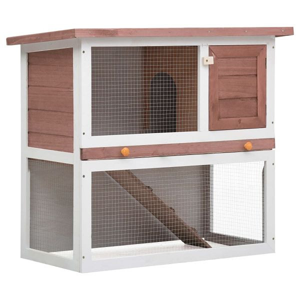 vidaXL Kaninchenstall 1 Tür Braun Holz, 170832