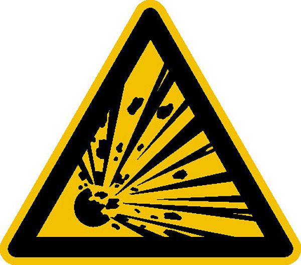 SafetyMarking Warnschild, Warnung vor explosionsgefährlichen Stoffen, Länge 2,5 cm, Folie, selbstklebend, VE: 44 Stück/Bogen, 30.0342