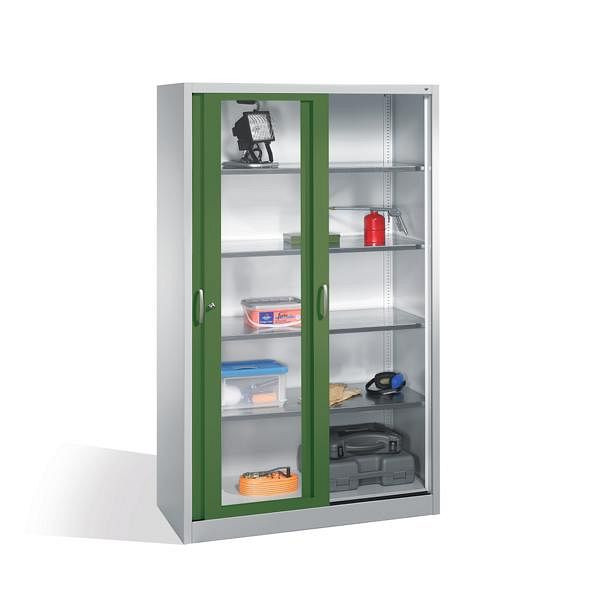 C+P Schiebetürenschrank Acurado, H1950xB1200xT500mm, Farbe: Lichtgrau / Resedagrün, Bügelgriff, 2059-055 S10042