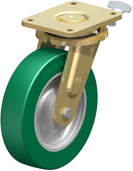 Blickle LS-GST 250K-RI4 Stahlgeschweißte Schwerlast-Lenkrolle, schwere Drehkranz-Ausführung, Blickle Softhane®, Grün, 759777