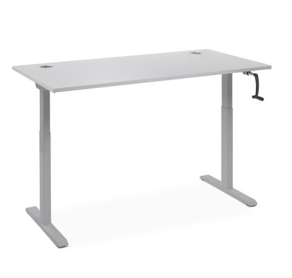 Deskin Schreibtisch manuell höhenverstellbar Flex Modul K, Dekor lichtgrau, Gestell Alusilber, B 1800 x T 800 x H 710-1190 mm, 360346