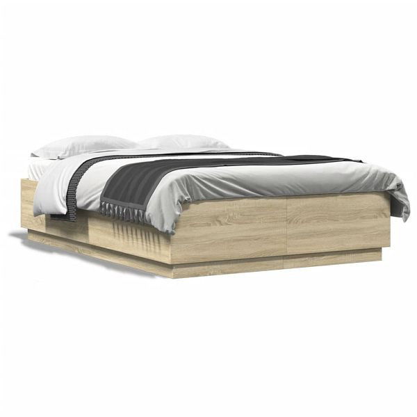 vidaXL Bettgestell Sonoma-Eiche 140x200 cm Holzwerkstoff, 3209704