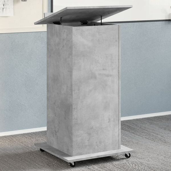 vidaXL Rednerpult mit Rollen & Schublade Betongrau 55x55x107 cm, 848027