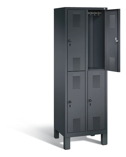 C+P Spind doppelstöckig Evolo, H1850xB610xT500mm, Farbe: Schwarzgrau, 48310-20 S10032