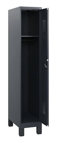 C+P Spind Evolo PLUS, Füße, 1 Abteil, 1630x300x500mm, 7016/7016, Zylinderschloss, 0490105-10 S10043