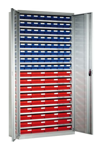Kappes Systemschrank mit Regalkästen Modell 2, 1950 x 1000 x 410 mm, RAL 7035, 64 Kästen 300 x 120 x 65 36 Kästen 300 x 240 x 65 mm, 1250.08.1013