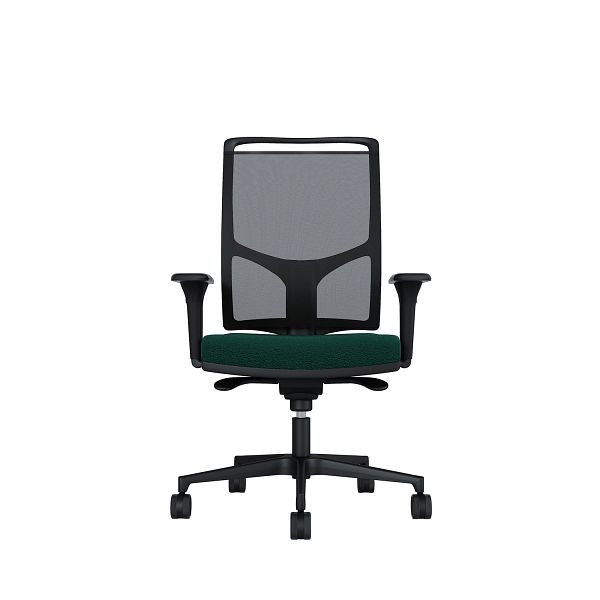 Bisley Bürodrehstuhl Zed, Schwarzes Kunststoff, Höhenverstellbare Armlehnen, Fußkreuz und Armlehnen aus Kunststoff, NE0496 dunkelgrün, ZEDKSLSNE0496