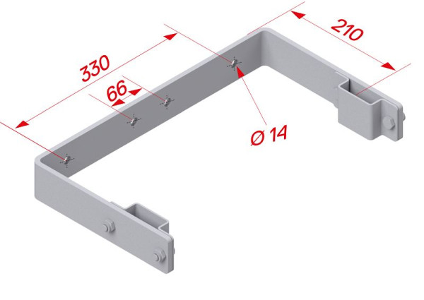 HYMER Wandhalter U-Form für mittlere Anbindung, Stahl feuerverzinkt, Größe 210 mm, 55688