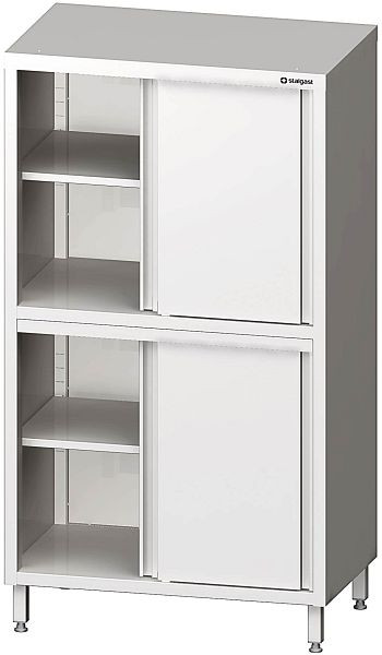 Stalgast Hochschrank mit Schiebetüren, 1000x600x1800 mm, mit zwei Schrankräumen, verschweißt, VHK10613