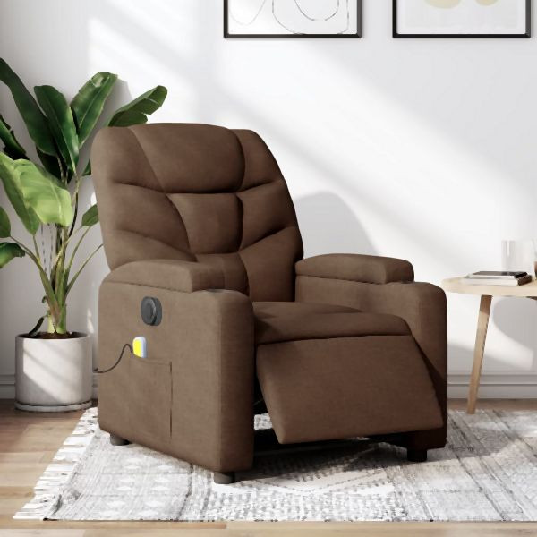 vidaXL Massagesessel Elektrisch Braun Stoff, Entspannung, 3204588