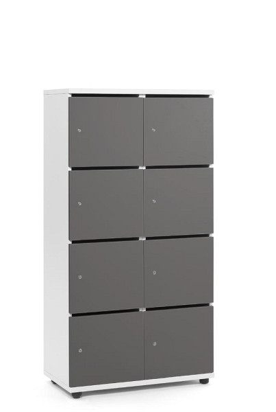Deskin Schließfachschrank OFFICE-LINE mit 8 Fächern, Dekore Korpus Weiß, Türen Anthrazit, H 1530 x B 800 x T 420 mm, Zylinderschlösser, 289982