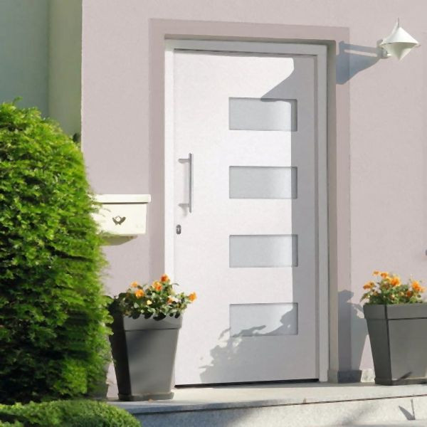 vidaXL Haustür Aluminium und PVC Weiß 110x210 cm, 3056823
