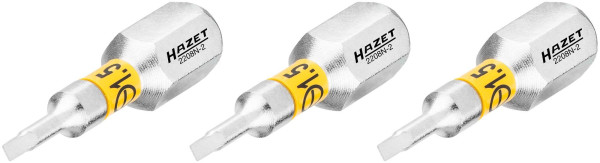 Hazet Bit, Sechskant massiv 6,3 (1/4 Zoll), Schlitz Profil, 0.4 x 1.5 mm, Anzahl Werkzeuge: 3, 2208N-2/3