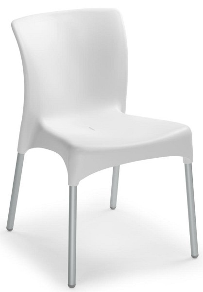 Deskin Schalenstuhl IBIZA, Sitzschale Polypropylen, weiß, Beine aluminumfarben mit Kunststoffgleitern, VE: 2 Stück, 294135
