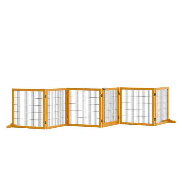 PawHut Absperrgitter für Hunde klappbar 432 x 36 x 70cm Kiefernholz Gelb, D06-118YL
