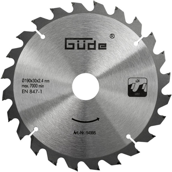 Güde Holzsägeblatt HM 190x30x24Z, Sägeblatttyp: HM, 54995, 4015671551368