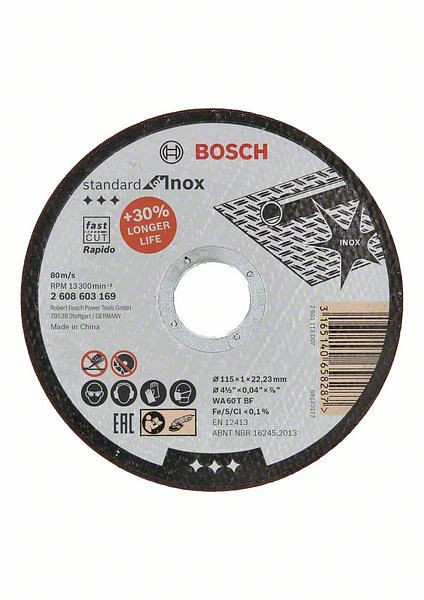 Bosch Trennscheibe gerade Standard for Inox - Rapido WA 60 T BF, 115 mm, 1,0 mm, VE: 25 Stück, 2608603169