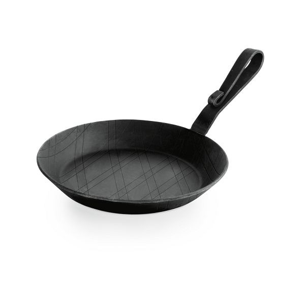 WAS Iron Pan 22 Schmiedeeiserne Pfanne mit gebogenem Hakenstiel, Durchmesser 24 cm, 2257240