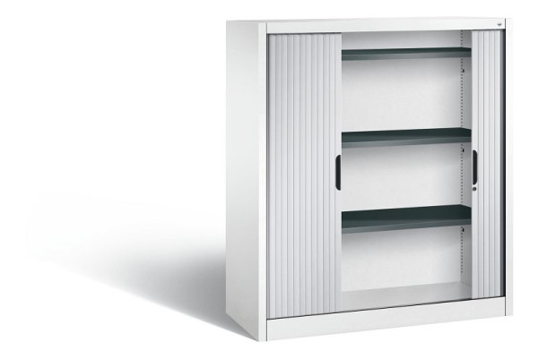 C+P Sideboard mit Rollladen Omnispace, H1345xB1200xT420mm, Farbe: Verkehrsweiß / Weißaluminium, Griffmulde, 3 OH, 3223-00 S10134