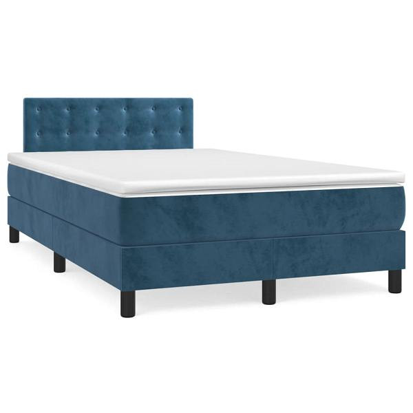 vidaXL Boxspringbett mit Matratze Dunkelblau 120x190 cm Samt, 3269865
